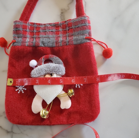 2 Felt Christmas Goodie Bags with Drawstrings Santa & Snowman - Picture 3 of 12